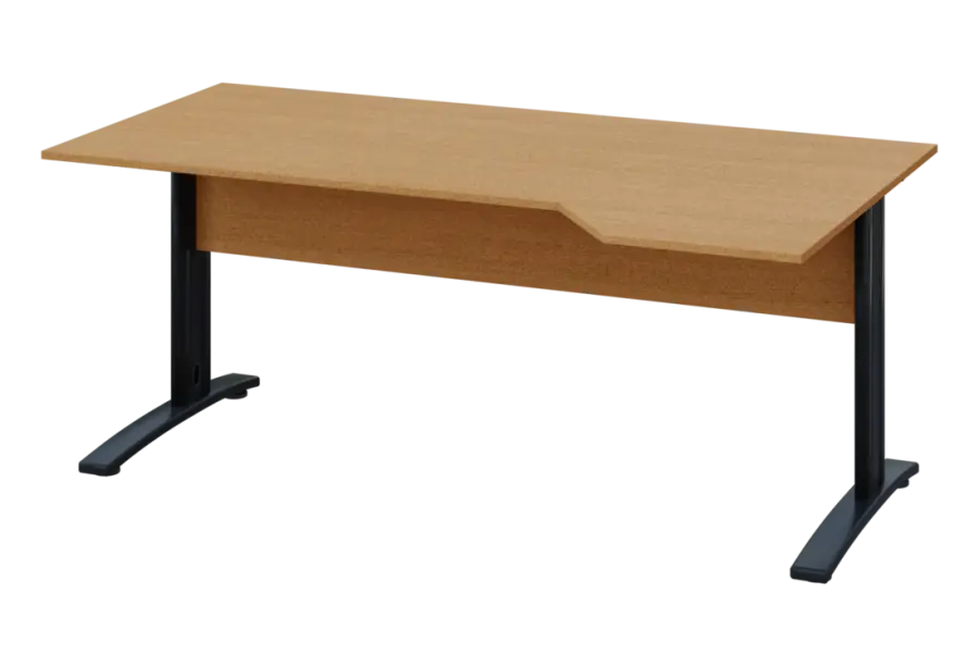 EZK 28 - 184 stůl kancelářský, rohový, pravý, kovová podnož černá, deska 25 mm, široký 1800 mm, buk Royal